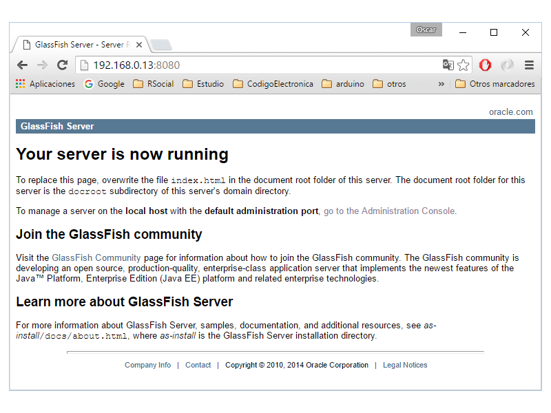 GlassFish ejecutandose por web