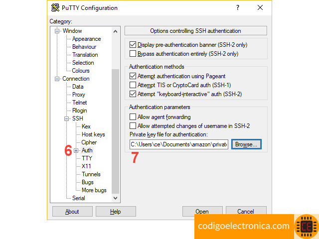 Asignación de private key