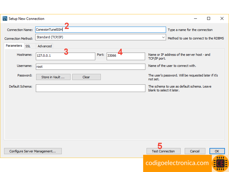 Configuración de la conexión