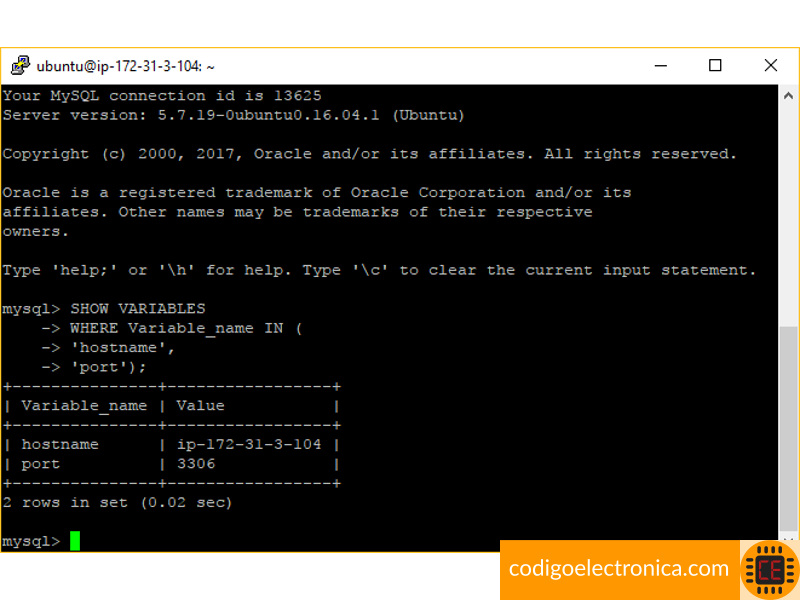 Verificar ip y puerto mysql