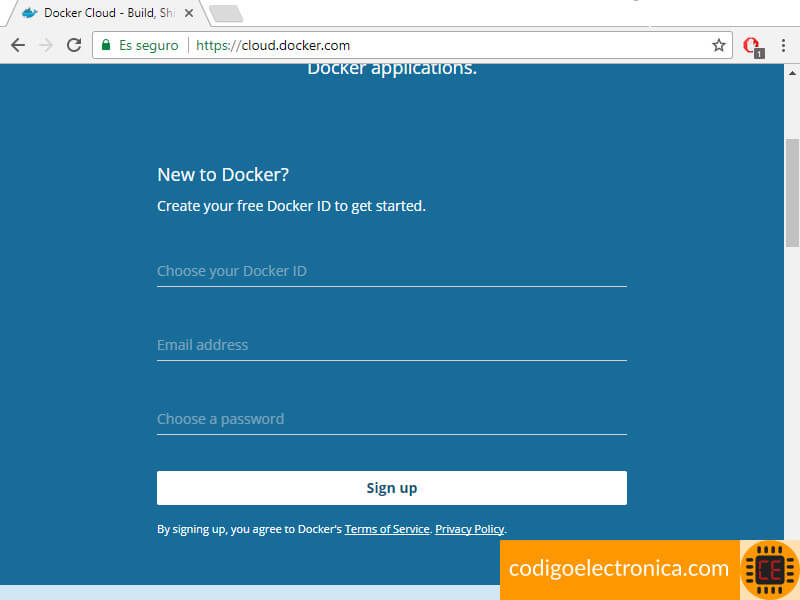 Crear cuenta en docker