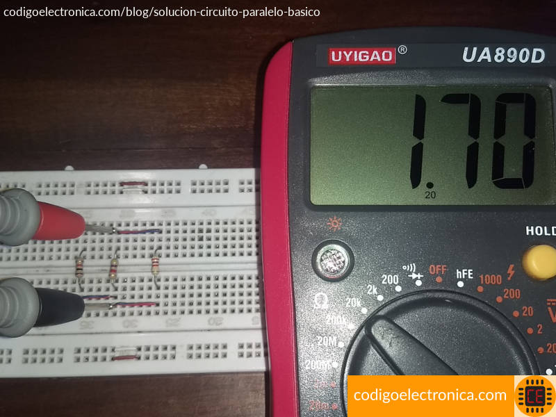 Resultado resistencia total con R1 y R3