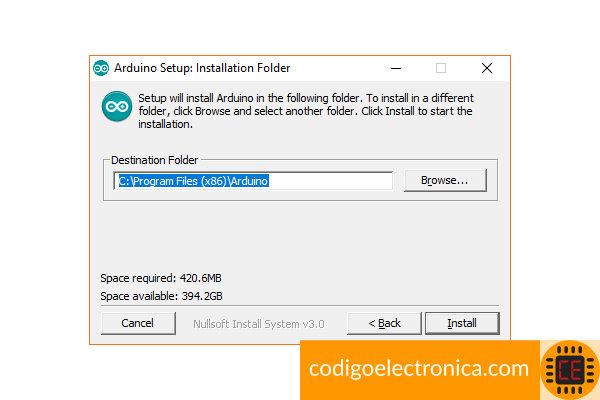 Arduino carpeta instalación