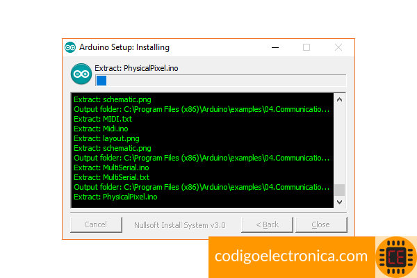 Arduino progreso instalación