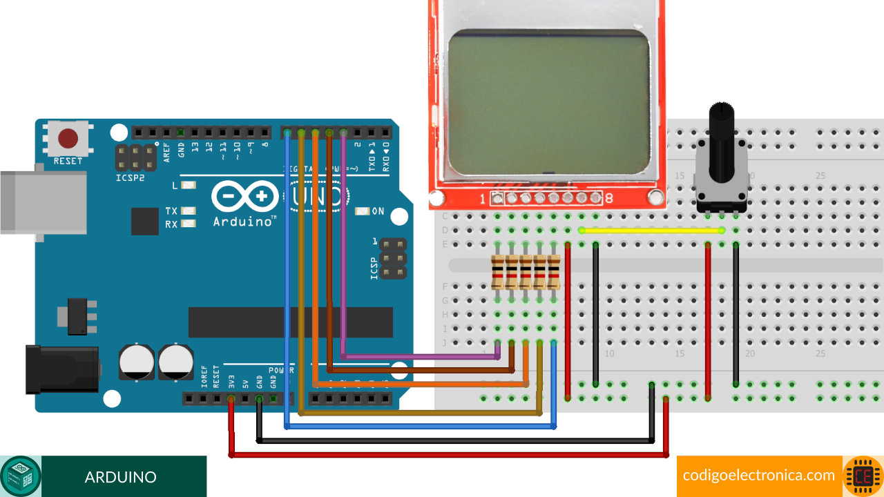 Conexión arduino nokia 5110