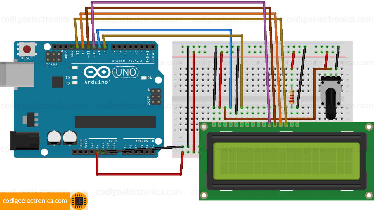 Conexión LCD breadboard