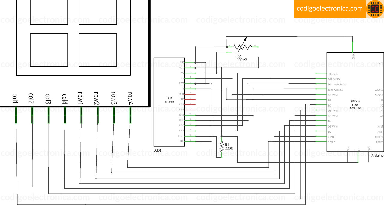 Conexión lcd con teclado schem