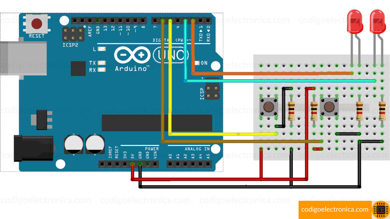 Arduino interruptores miniatura breadboard