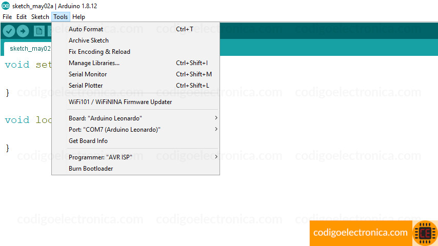 Configuración del arduino