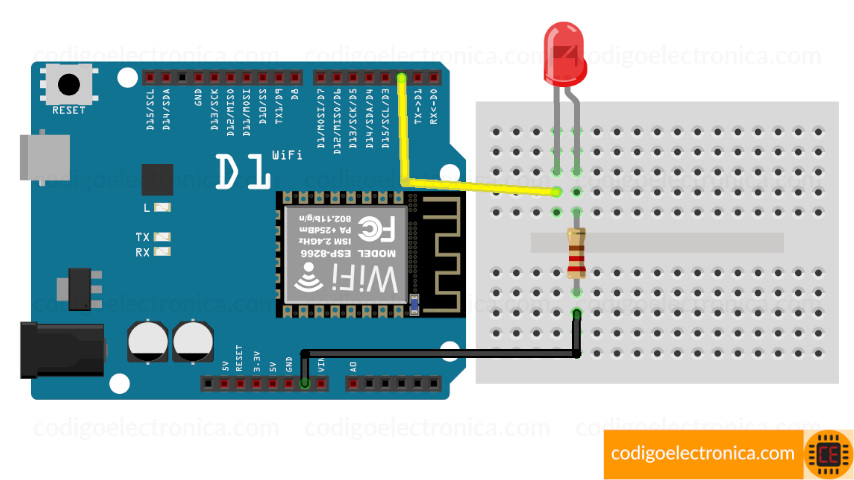 Wemos d1 blink breadboard