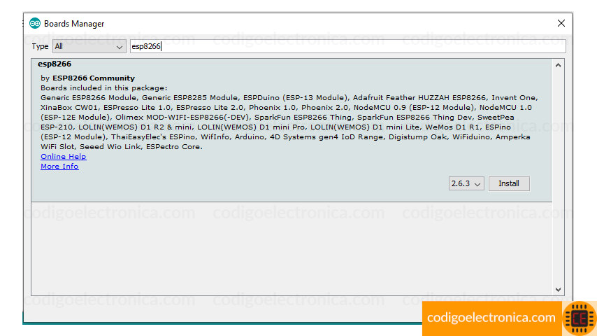 Instalar esp8266