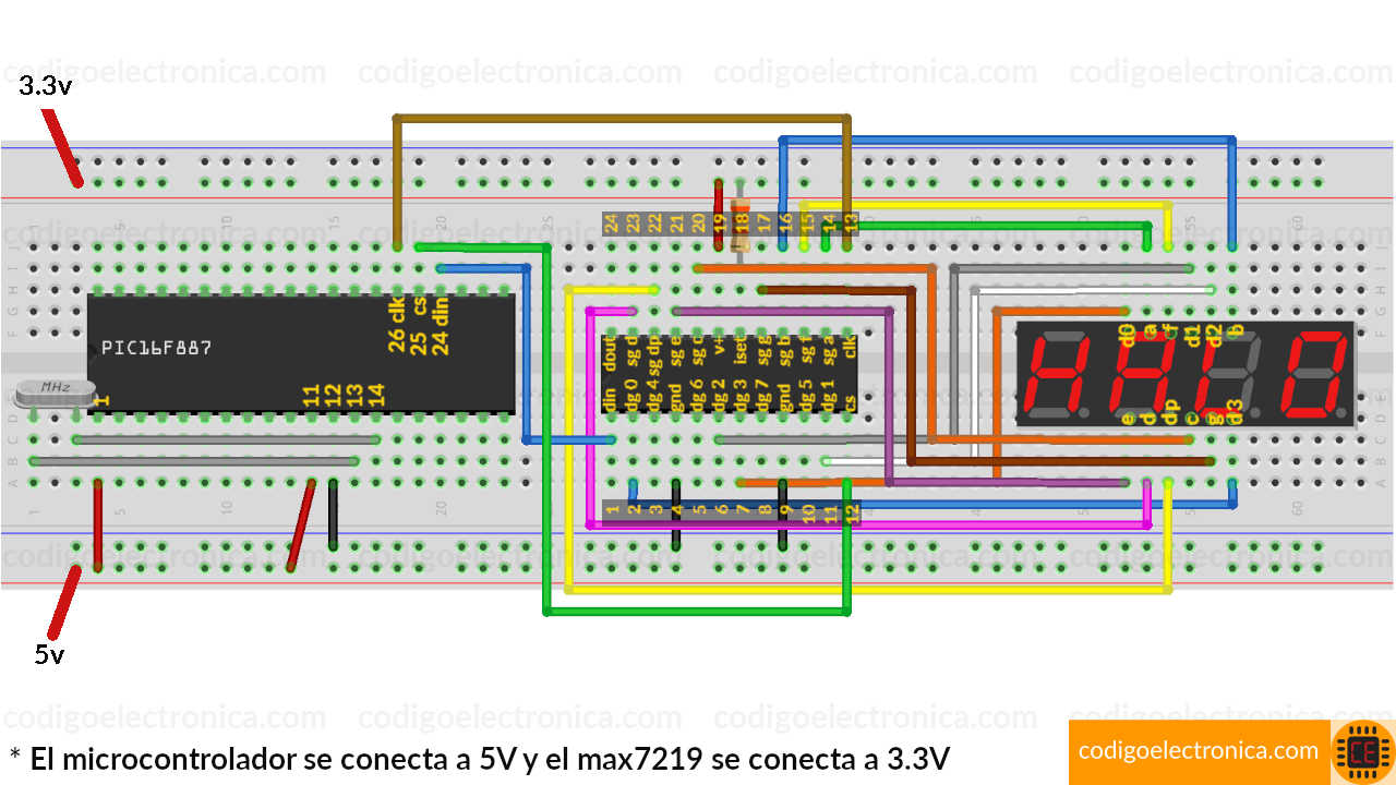 XC8 max7219 breadboard