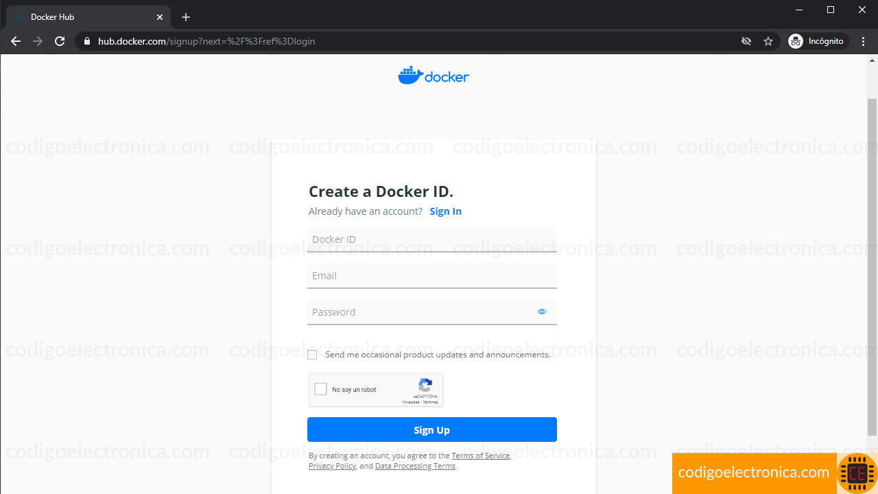 Docker hub crear cuenta