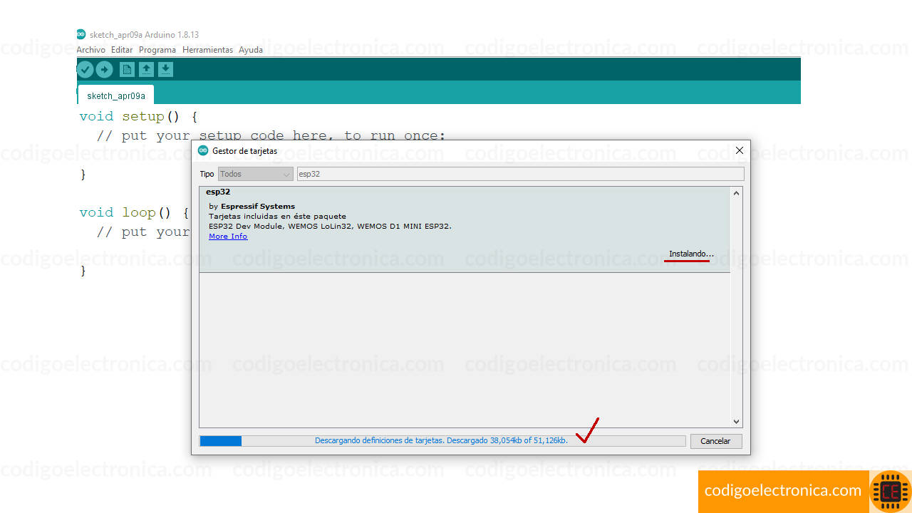 Instalar esp32