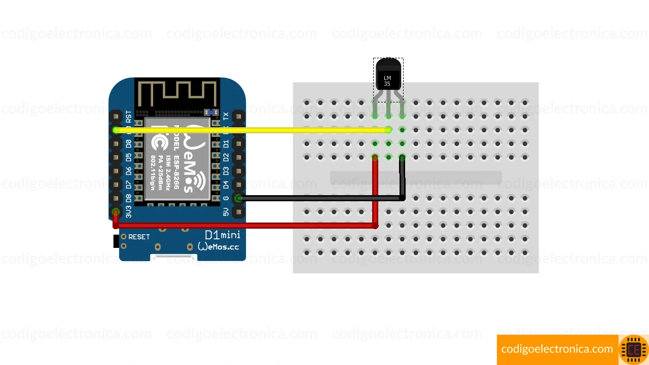 Wemos d1 lm35 breadboard