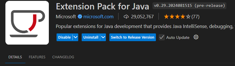 Extensión para Java