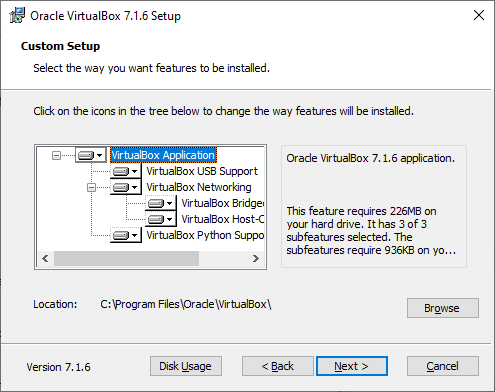 Selección de aplicaciones a instalar en vbox